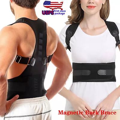 Back Brace Posture Corrector Magnetic Support Shoulder Upper&Lower Therapy Belt • $13.29