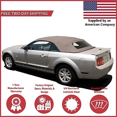 2005-14 Ford Mustang Convertible Soft Top W/DOT Approved Glass Window Parchment • $350.10