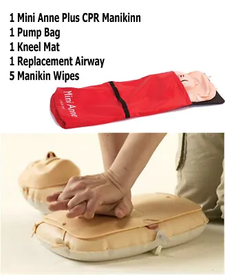 Laerdal Mini Anne Plus CPR First Aid Training Manikin +Accessories Airway Wipes • £54.59