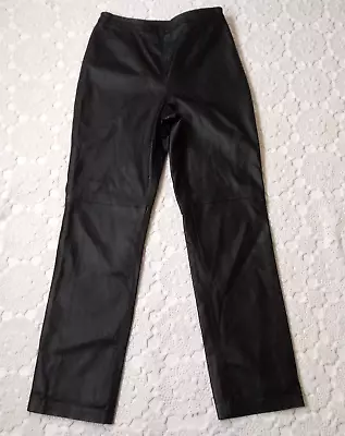 Vtg Leather Pants Black High Rise Slim Leg Lined Moto Goth 90s Y2K Clio 6 Women • $19.99