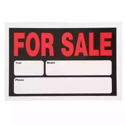 8  X 12  Weather & Fade Resistant Plastic Auto For Sale Sign Red Lettering NEW • $2.89