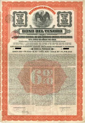  Tesoro 195  Republica Mexicana Bono Del Tesoro - Mexican Stocks & Bonds • $770