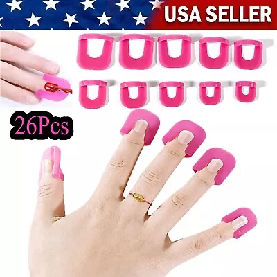 26PC Nail UV Gel Polish Finger Spill Proof Protector Reusable Guard Shields Clip • $3.99