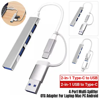 4-Port Multi-Splitter OTG Adapter Type C USB C HUB 3.0 For Laptop Mac PC Android • $7.88