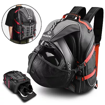 Motorcycle Backpack Helmet Bag 35L Large Capacity Luggage USB-charge Pocket • $53.99