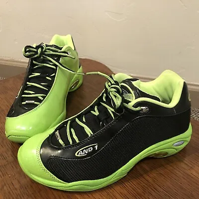 And1 Tai Chi Mid Men Shoes Size 9 Black/Green Fluorescent Pack Vince Carter Rare • $89.99