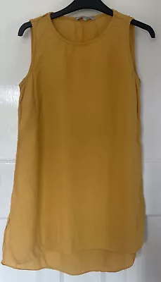 Ladies Red Herring Mustard Yellow Sleeveless Long Length Top - Size 8 - Good • £2.75