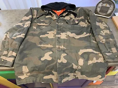 Dickies Jacket XL 46-48 Camo Hooded Insulated Orange Quilted Workwear Jacket • $34.90