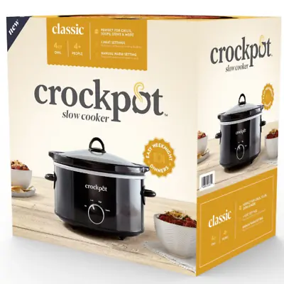 Crock-Pot 4 Quart Manual Slow Cooker Serves 4+ Dishwasher-safe Black - NEW • $33.52