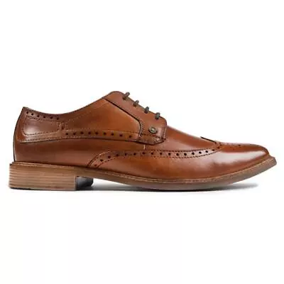 LAMBRETTA Mens Harvey Brogue Lace-up Shoes Tan • £60