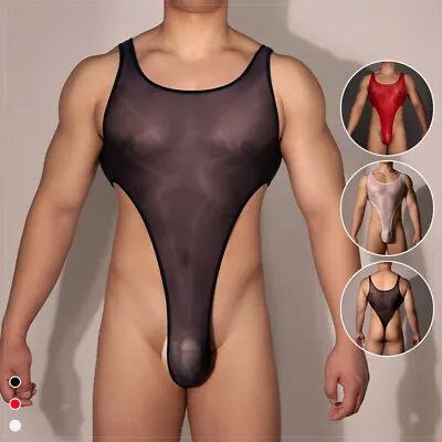 Bodysuit One Piece Wrestling Singlet Undershirt Mens Sleeveless Thong Leotard • £12.99