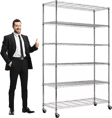 6 Tier Wire Shelving Unit Heavy Duty Adjustable Metal Shelf Storage Rack Chrome • $117.79