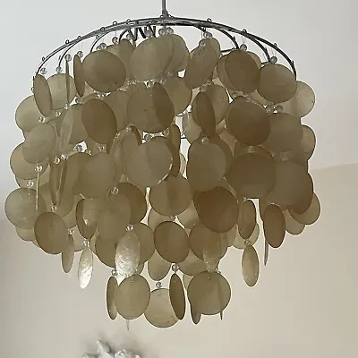 Capiz Shell Ceiling Pendant Chandelier Beige Lampshade Light Shade Vintage • £49.99