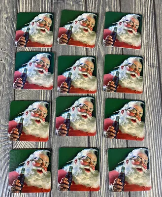 Vintage Set Of 12 Coca Cola Santa Paintbrush Christmas Coasters Cork • $14.99