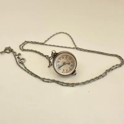 Ahrens Vintage Lucerne Swiss Ladies Silver Pendant Ball Watch On Chain • $195