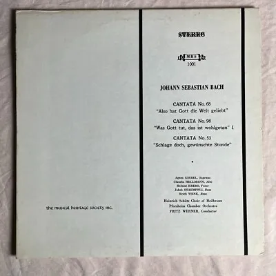 BACH Cantata No 68/98/53 1975 Vinyl LP Musical Heritage Society MHS 1001 - VG+ • $4.95