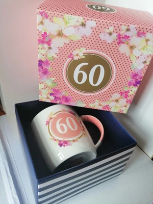 £4 • Buy Boxed  Mug 60th Birthday Gift Pink. Mam, Nan, Friend, Nanny, Auntie Floral