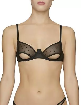 Reign By Coco De Mer Emile Plunge Bra EMI-005-01 Womens Sexy Black Lingerie • £20