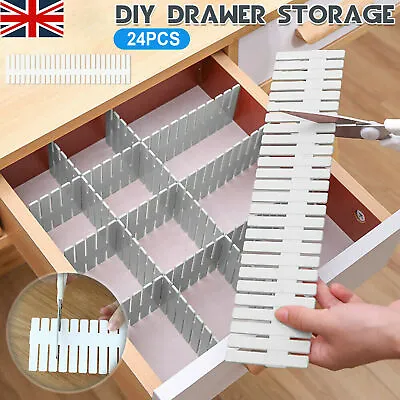£7.79 • Buy 24X Drawer Dividers Partition Storage Kitchen Bedroom Organiser Separators Table