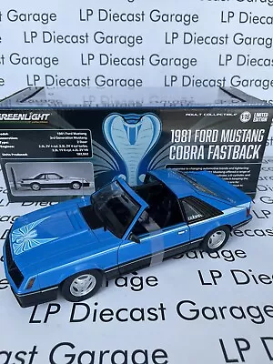GREENLIGHT 1981 Ford Mustang Cobra T Top Medium Light Blue Cool 1:18 Diecast • $89.99