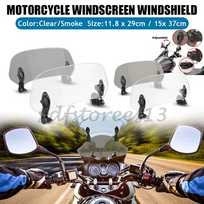 Motorcycle Adjustable Clip-On Windshield Extension Spoiler Windscreen Deflector • $20.43