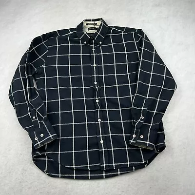 Lincs David Chu Button Down Shirt Mens Large Dark Blue Plaid Long Sleeve Casual • $11.33