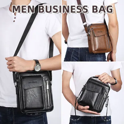 £12.99 • Buy Men Leather Messenger Bag Cross Body Shoulder Travel Work Messenger Bag Handbag