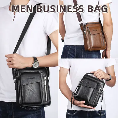 Men Leather Messenger Bag Cross Body Shoulder Travel Work Messenger Bag Handbag • £12.99