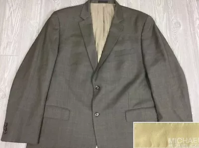 Michael Kors Mens Grey Beige Wool 2 Button Sport Coat Jacket 50 Long (t0) • $50