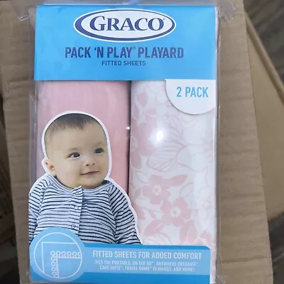 Graco Pack 'n Play® Playard Fitted Sheets 2 Pack  Pink/flowers New • $14.99