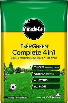 Miracle Gro Evergreen Complete 4 In 1 Lawn Food Weed & Moss Control Feed 360sqm • £28.50