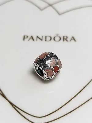 Genuine Pandora Silver Pink Enamel Flowers With Black Centre Charm 925 ALE • £12