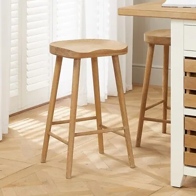 Cheshire Weathered Solid Oak Counter Bar Stool - Modern Kitchen Dining - LR91 • £139