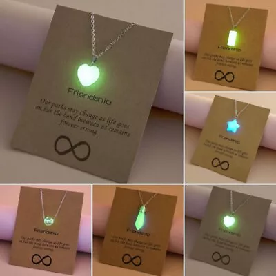 Glow In The Dark Luminous Natural Stone Heart Round Pendant Necklace Jewelry New • $2.71