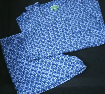 Vera Bradley Two Piece Blue White Short Pajama Set Size Small • $23.99