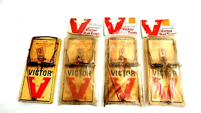 Lot Of 4 Vintage VICTOR RAT TRAPS ~ 3 Are Still New In Sealed Bags Large Wooden  • $13.49