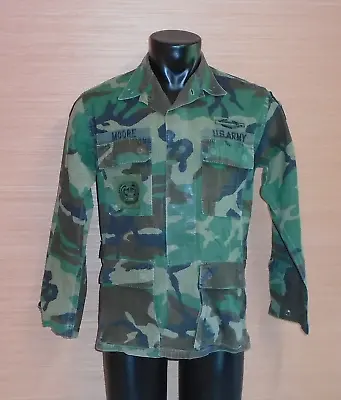 US Army 24th Infantry CIB DI Woodland Camo Combat Coat Jacket Size Small Regular • $26.99