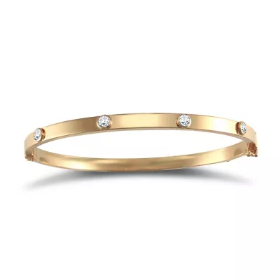 9ct Gold Mersham Jewels CZ Hinged Square Tube Eternity Bangle Bracelet • £385.99