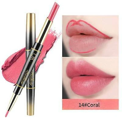 £3.41 • Buy Lipstick & Liner Duo Velvety Pen Qibest QIC & Liquid Shimmer Metallic Matte Lip
