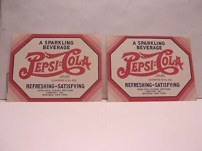 Two Vintage Pepsi Double Dot Bottle Labels  - Nos - Excellent • $9.99