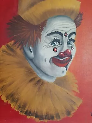 Vintage Clown Oil Painting • $99