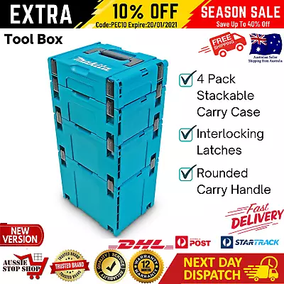 Stacking Carry Tool Box Plastic Storage Ute Case Makpac Chest Organiser 4pcs Set • $238.76