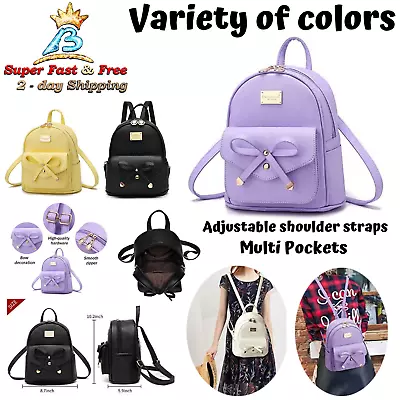 Women's Mini Backpack Purse Adjustable Strap Bowknot Accent Leather School Bag   • $35.70