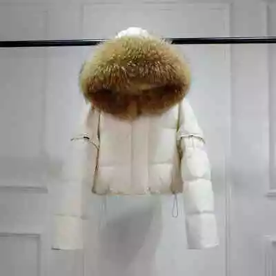 New Fur Hooded Waterproof Winter Puffer Coat Sleeves Detachable Women Duck Down • $122.06