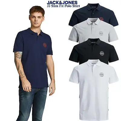 £12.99 • Buy Jack & Jones Men's Polo Shirt Slim Fit Short Sleeve Button Up Casual Plain Tee