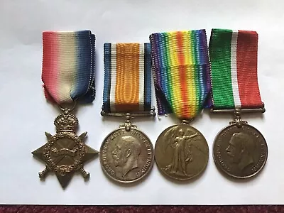 WW1 Mercantile Marine Medal + Trio  Charles Kirk R.N.R L.TR  ENGN S.T 1475 • £120