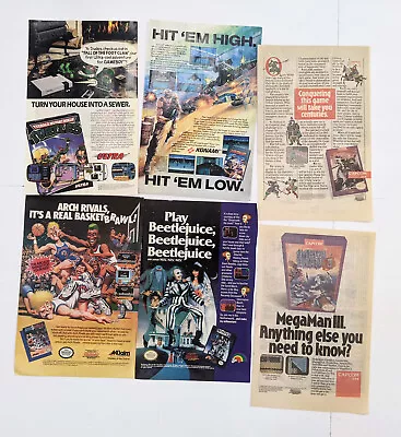 Vintage Print Ad Poster Video Game Art Lot Nintendo NES TMNT MEGAMAN KONAMI WCW • $34.99