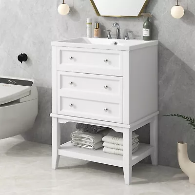 24  Bathroom Vanity With Sink Combo Bathroom Storage Cabinet Drawer&Open Shelves • $164