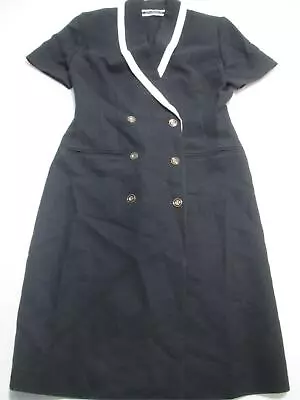 $10.15 • Buy Amanda Smith Womens Size 8 Sheath Dress Black Short Sleeve Collared Buttons