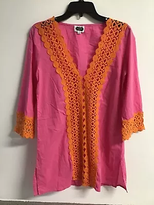 Mud Pie Sz S (4-6) Pink &Orange Beach Swimsuit Coverup Dress • $20